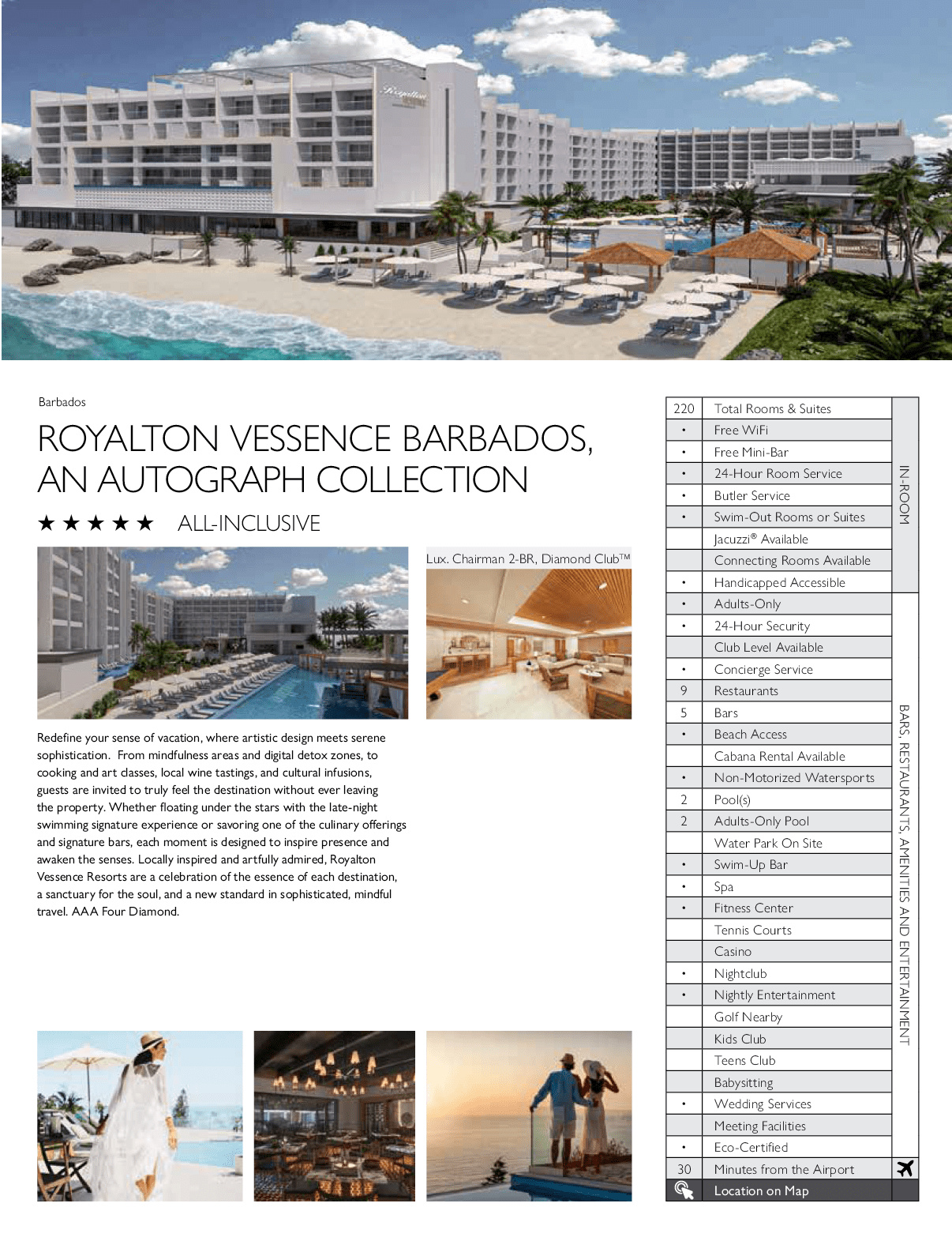A brochure for the Royalton Vence Barbados, an all-inclusive resort. AI generated content