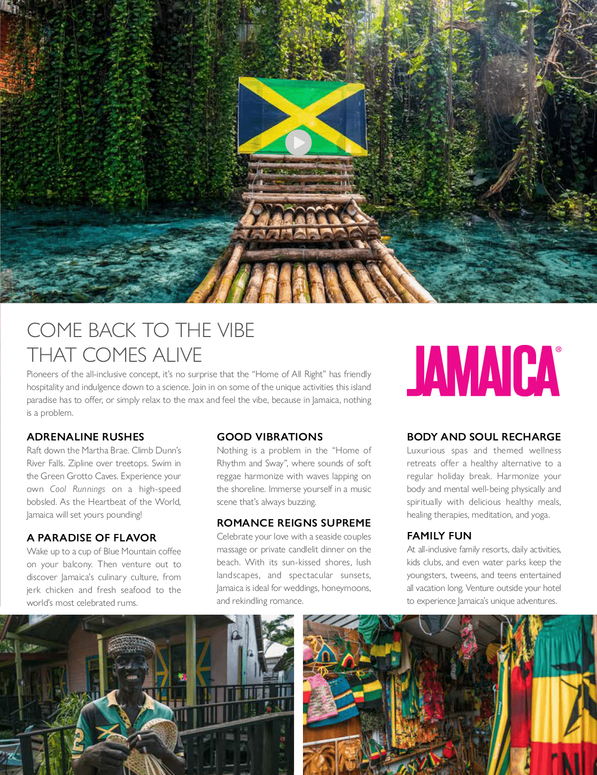 A colorful advertisement for Jamaica. Description generated by AI