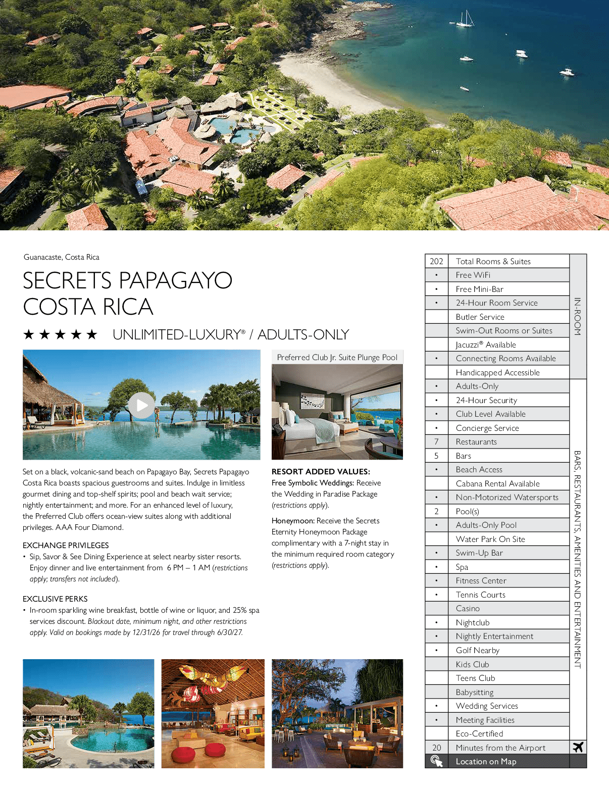 A brochure for a resort in Costa Rica. Description generated by AI